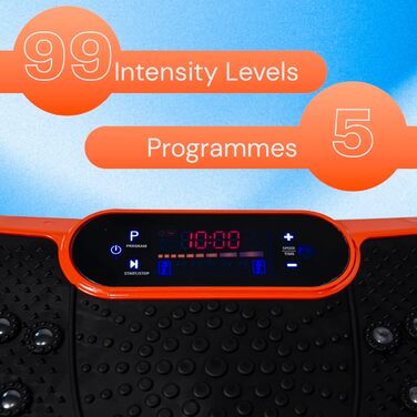 Віброплатформа для фітнесу з магнітотерапією, 99 рівнів, 5 програм, гумові амортизатори та резинки