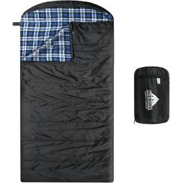 Спальний мішок Baumwoll-Flanell для дорослих: легкий, водонепроникний, 100% бавовна. Ідеальний для кемпінгу, подорожей, хати та відпочинку на природі (чорний/синій)