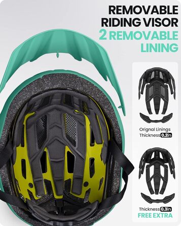 Велошолом OutdoorMaster MIPS, знімні підкладки, вентиляція, для гірського та шосейного велосипеда, для підлітків і дорослих, розмір 59-61 см, м'ятний