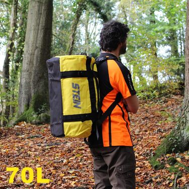 Водонепроникна сумка для подорожей STEIN Metro 70L (рюкзак-трансформер) з ПВХ-покриттям, компресійними ременями та м'якими плечовими ременями, помаранчевий