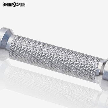 Гантельні грифи GORILLA SPORTS 35 см, 2 шт, 30 мм, зіркові замки, хромовані, сріблясті/чорні – короткі штанги для гантелей