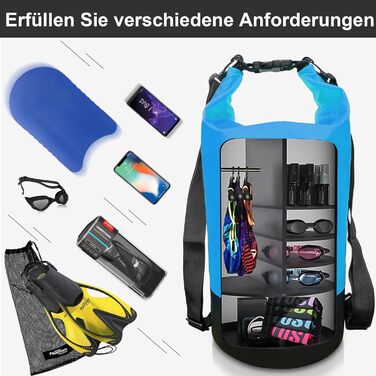 Водонепроникний мішок-сумка Dry Bag 5L, 10L, 20L, 30L для каякінгу, риболовлі, рафтингу та інших водних активностей (блакитний)