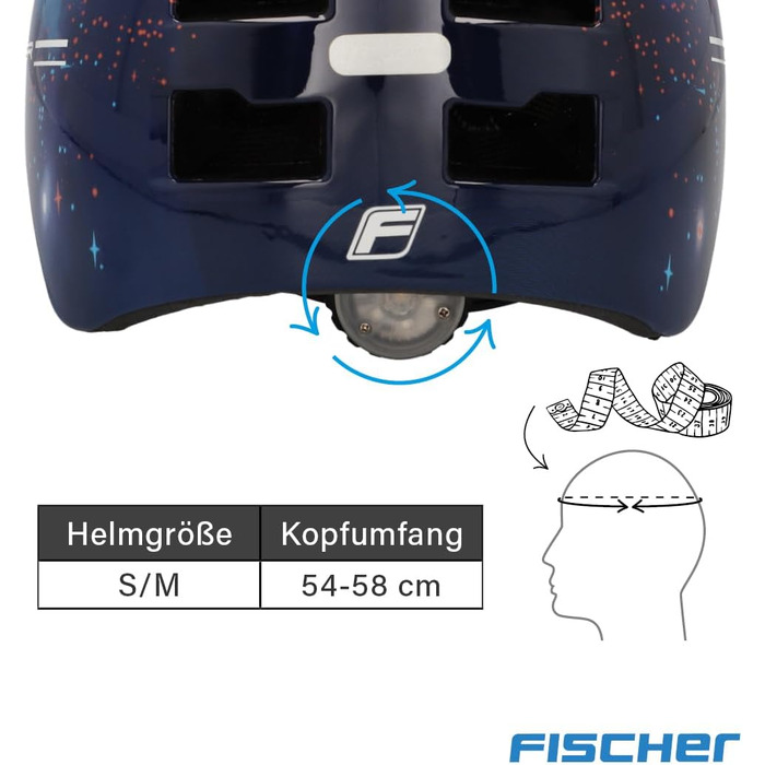 Дитячий велосипедний шолом FISCHER BMX з LED підсвіткою, для велосипеда, самоката, dirt bike, з інтегрованим заднім ліхтарем
