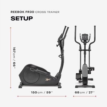 Еліптичний тренажер Reebok FR30 з Kinomap, маховик 9 кг, LED-дисплей, 32 рівні опору, 18 програм
