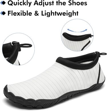 Чоловічі та жіночі аквашузи Mishansha для плавання та відпочинку на пляжі, чорні (46 EU, білі)