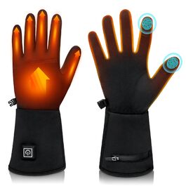 Електричні гріючі рукавички для жінок та чоловіків, чорні, M/L, водонепроникні, з акумулятором 7.4V 2200mAh, 3 режими нагріву, сенсорний екран