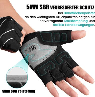 Велосипедні рукавички ATERCEL для чоловіків та жінок, 5 мм SBR-подушка, дихаючі спортивні рукавички, амортизуючі MTB-рукавички, чорний, XL
