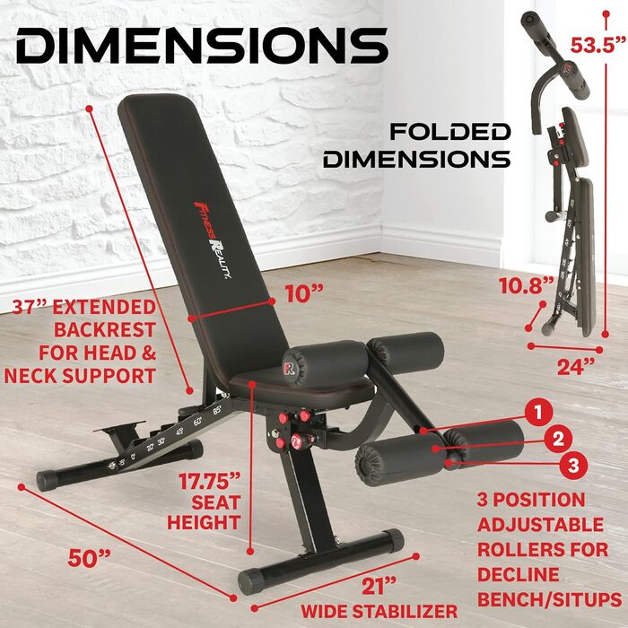 Лава для жиму Fitness Reality 2000 Super Max XL, вантажопідйомність 386 кг, знімний упор для ніг, без зазору між спинкою та сидінням