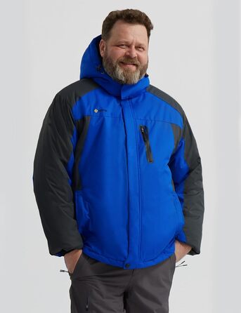 Куртка для сноуборду GEMYSE чоловіча, вітронепроникна, водонепроникна, з флісовою підкладкою, зимова, з капюшоном, для активного відпочинку (L, блакитний, сірий)