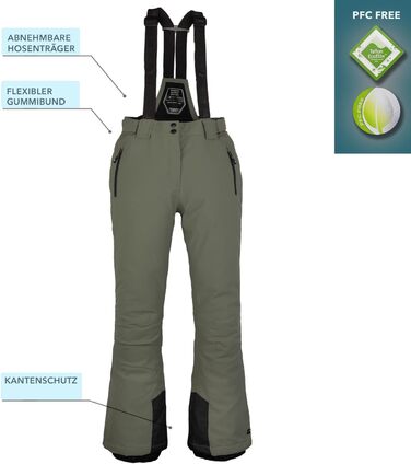 Жіночий гірськолижний костюм Killtec - комплект куртки та штанів, водонепроникний та дихаючий, 10000 мм водяного стовпа, без PFC, куртка зі снігозахисним манжетом, штани з кантозахистом (36, 2 частини, салатовий)