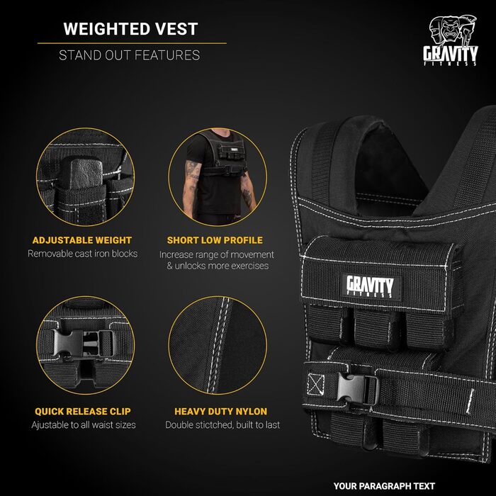 Утяжелитель Gravity Fitness 20/30 кг – регульований жилет для фітнесу, кросфіту, силових тренувань (10 кг)