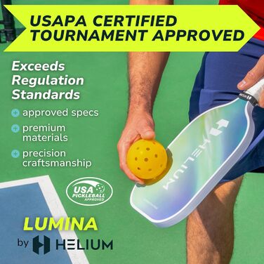 Набір піклбол-ракетки Helium Pro Carbon Fiber (4 шт.) з м'ячами та сумкою, сертифіковані USAPA, високошвидкісний наліт, легка серцевина Honeycomb