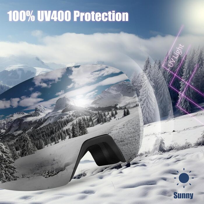 FEISEDY Лижна маска OTG з магнітною змінною лінзою, 100% UV-захист, антифог, для чоловіків і жінок, для окулярів, сноуборд, катання на лижах, велосипед, зимові види спорту, біла дзеркальна лінза, матово-чорна оправа