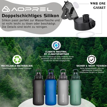 Спортивна пляшка для води AOPREL 1.5Л з фільтром, Tritan BPA-free, герметична пляшка для фітнесу, подорожей та школи (Чорна)