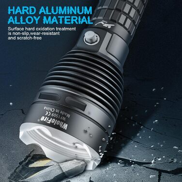 LED водонепроникний ліхтар для дайвінгу та активного відпочинку WholeFire 6000 Lumen, IPX8, 3 режими, перезаряджається, чорний
