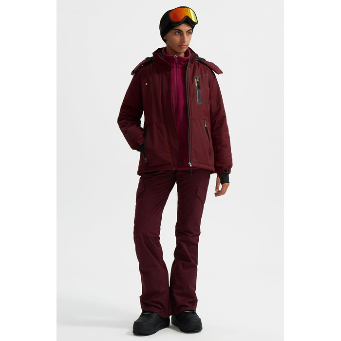 Жіноча гірськолижна куртка GEMYSE, водонепроникна, тепла, вітронепроникна, зимова, червона, XXL