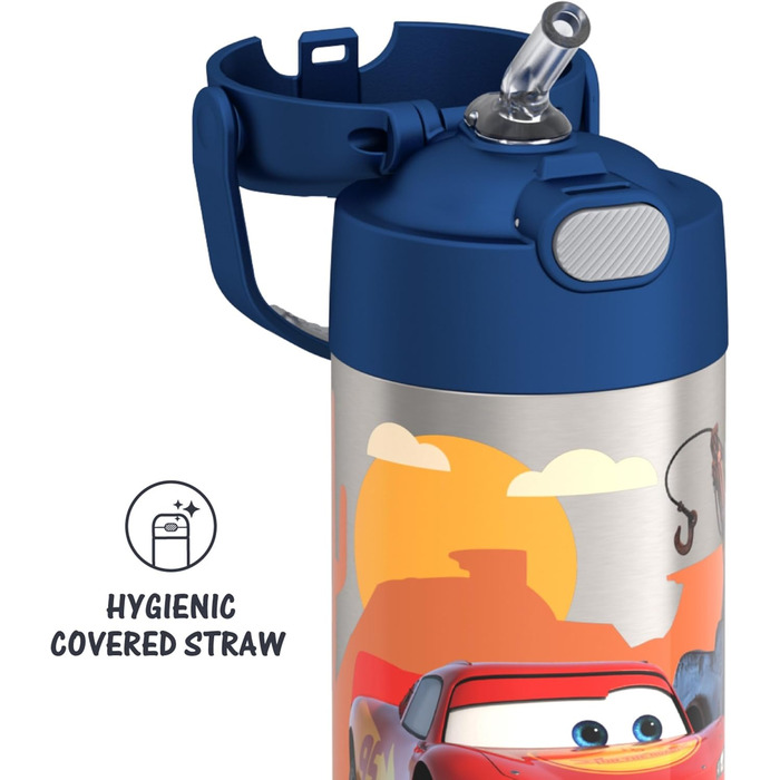 Дитяча термобутилка THERMOS FUNTAINER 355 мл з трубочкою, нержавіюча сталь, Cars