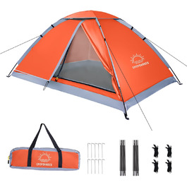 Купол намет для кемпінгу на 1-2 особи, легкий, портативний, водонепроникний, для дорослих, армійного кольору (зелений/помаранчевий)