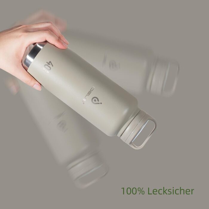 Вакуумна пляшка для води IDEUS 1140 мл, нержавіюча сталь, подвійна стінка, спортивна металева фляга з герметичною кришкою, жовта