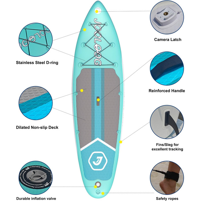 Надувний SUP Board JOOLOOG – Stand Up Paddle Board для дорослих та підлітків, 300 кг, 10'2/10'5, 320x81x15 см