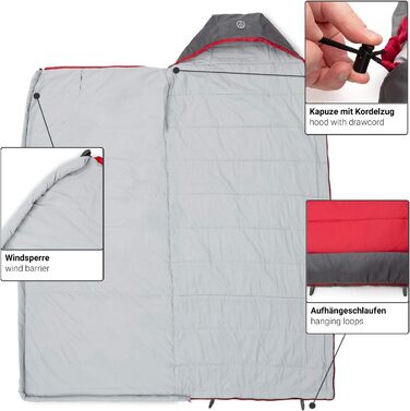 Сплячий мішок Justcamp Melvin XXL 4 сезони для дорослих, сірий