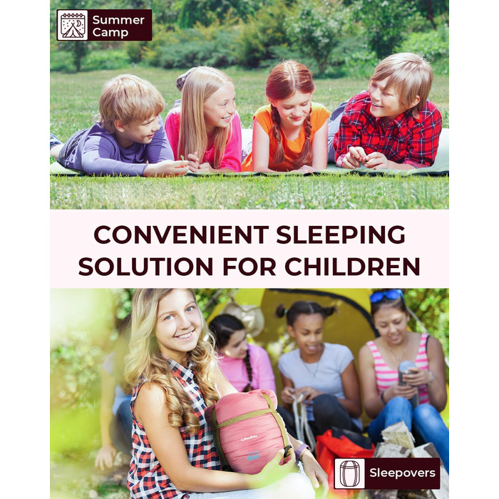 Сплячий мішок Ohuhu, компактний та ультралегкий (900г), літній, ковдровий, для дому та відпочинку, кемпінгу, подорожей, фестивалів (рожевий)