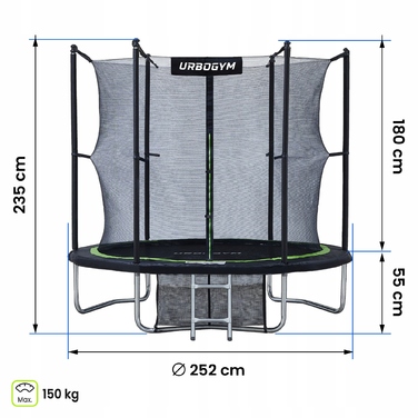Батут із сіткою Urbogym 252 см FT 8 (244-252 см)
