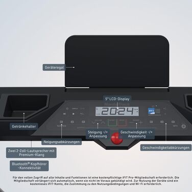 Біговий тренажер NordicTrack T Series 5: біговий доріжки з нахилом, Bluetooth, вантажопідйомність 136 кг