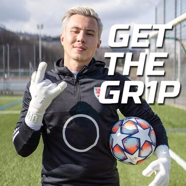 Воротарські рукавички GRIPMODE Air Whiteout FT з Griptec®, для футболу, універсальні, розміри 7-11