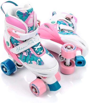 Роликові ковзани Meteor Retro - стильні ролики 80-х для дітей та підлітків. Quad skate, 5 кольорів, регульований розмір (L 39-42, Eden)