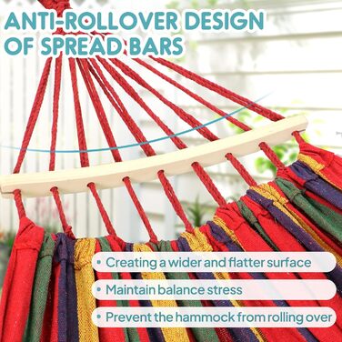 Гамак для відпочинку Anyoo: міцний, знімний, для тераси, саду, пляжу (червоний)