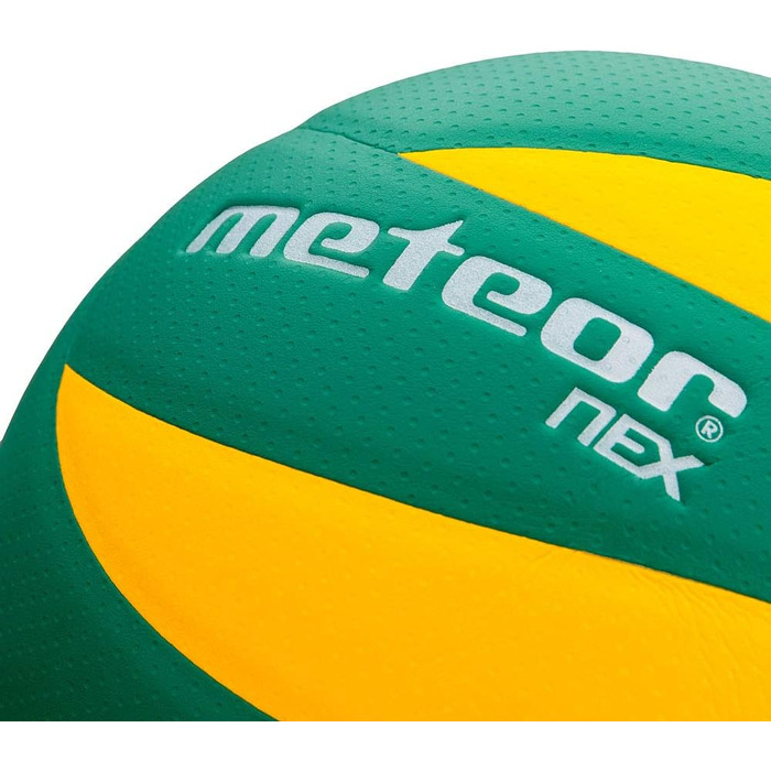 М'яч волейбольний Meteor® #5 NEX Green/Yellow для дітей, юнаків та дам, тренувальний, м'який, з надійним зчепленням