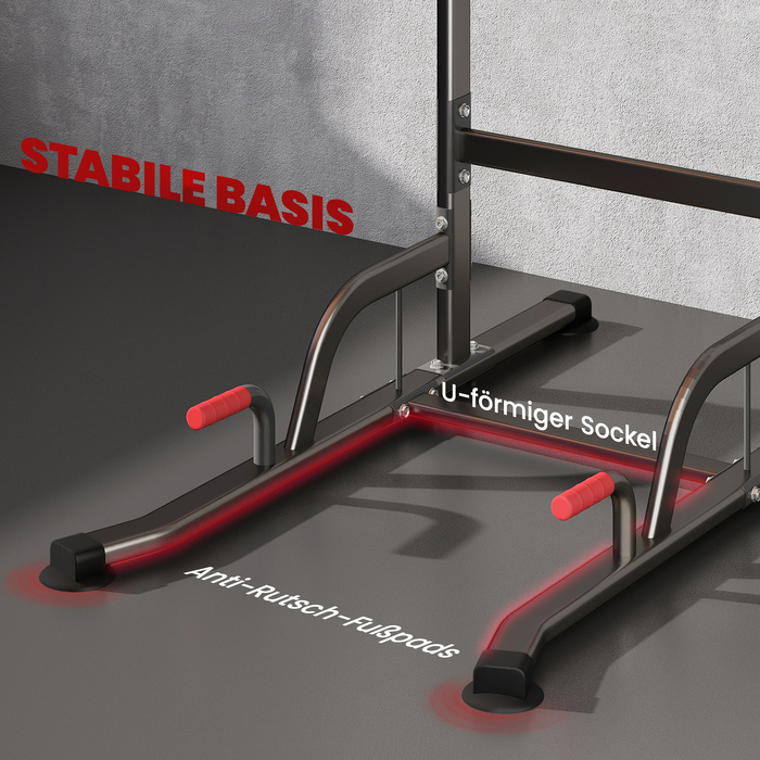 HOMCOM Турнік-вежа з регульованою висотою, турнік для віджимань з присосками, оброблений м'яким покриттям, тренажер для дому