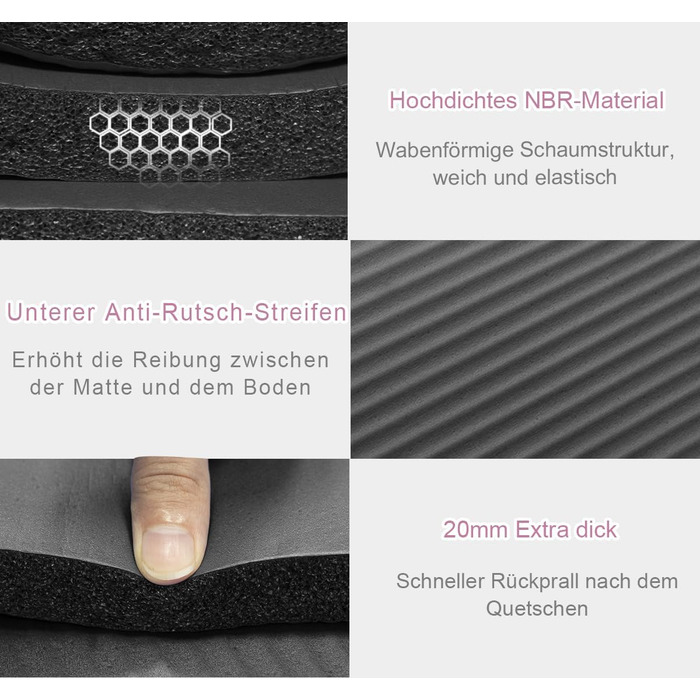 Йога мат XXL 200x130см: фітнес мат для йоги, фітнесу, занять з дітьми та для людей похилого віку. Товщина 20/15/10 мм, матеріал NBR, зелений/чорний колір