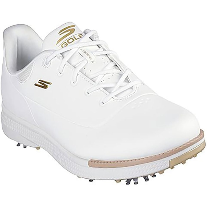 Жіноче golf-взуття Skechers Go Jasmine з шипами, водонепроникне (40 EU, Білий/Золотий)