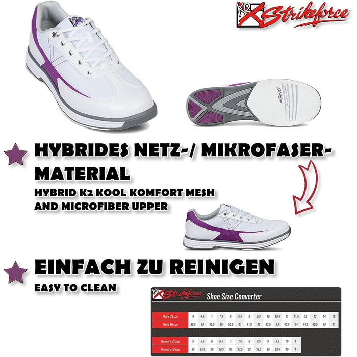 Жіночі кеди для боулінгу EMAX KR Strikeforce Flex білі/фіолетові, 36-41 (EU)