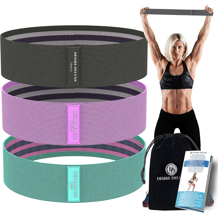 Набір еластичних гумок для фітнесу Desire Deluxe (3 шт.) для силових тренувань, йоги та пілатесу