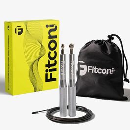 Скакалка Fitconi для кросфіту (алюміній) + 3 кабелі + стрічка, професійний, висока швидкість, подвійні стрибки, бокс, MMA
