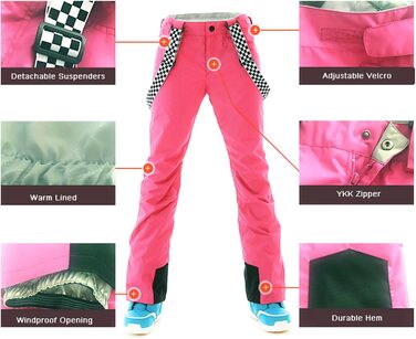 Жіночий гірськолижний костюм ALSOGO: вітро- та водонепроникний комплект з курткою та трикотажними штанами для катання на лижах, сноуборді та альпінізмі (SMNHua+Black)