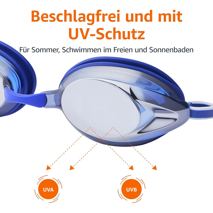 Окуляри для плавання Amazon Basics унісекс, дзеркальні, сині