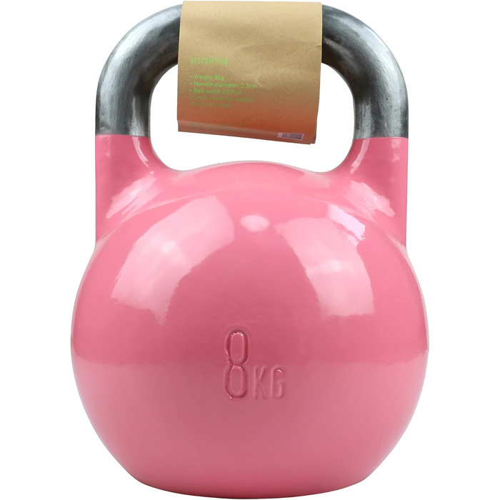 Професійна гиря TITAN LIFE PRO 8 кг, сталь, для змагань, рожева, велика основа