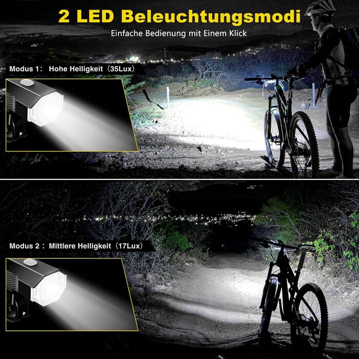 Набір велосипедних ліхтарів LED, STVZO, водонепроникні, USB-зарядка, передній та задній ліхтарі