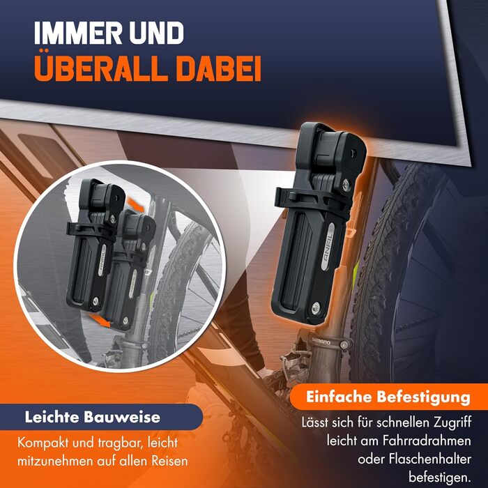 Замок для велосипеда складний, карбонової сталі, висока безпека з кріпленням - Оригінал (з замком)