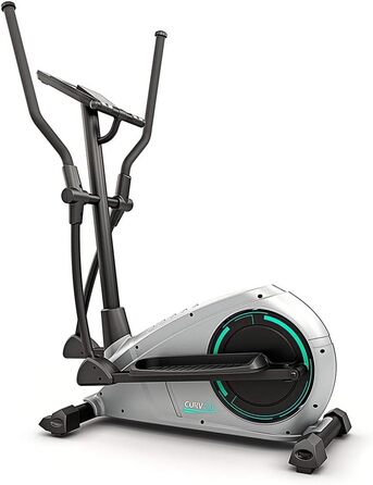 Еліптичний тренажер Bluefin Fitness CURV 2.0 для дому, крос-тренажер, компактний степпер з LCD-дисплеєм, Bluetooth, додатком для смартфона, чорний та сірий