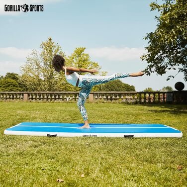Надувний гімнастичний мат GORILLA SPORTS 3м/5м, 10 см, з електричним насосом і сумкою – для тренувань, йоги, фітнесу, тумблінгу