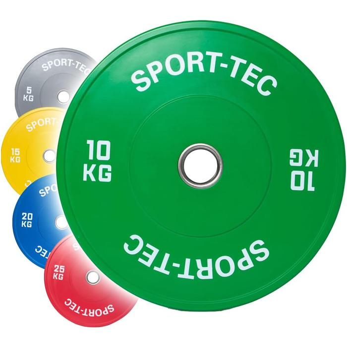 Олімпійський бампер-диск Sport-Tec, 10 кг, зелений, Ø 50 мм, для штанги