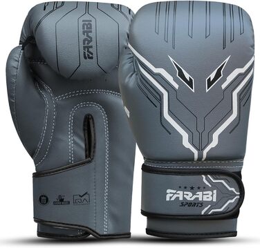 Боксерські рукавички Farabi для дітей (5-10 років), 6oz, сірі - MMA, Муай Тай, бокс