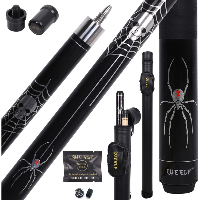 Більярдний кий CUEELF з жорстким кейсом, низький кут відхилення, професійний, 553-595 г, 19.5 oz, модель 
