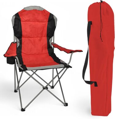 Кемпінговий стілець Spetebo XXL Deluxe - 150 кг, червоний, широкий, зручний, стабільний