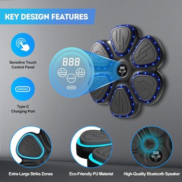 Музична боксерська машина: тренажер для боксу вдома з Bluetooth, LED та акумулятором 1200mAh